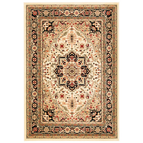 Charlton Home® Truffi Oriental Beige/Black Area Rug Wayfair